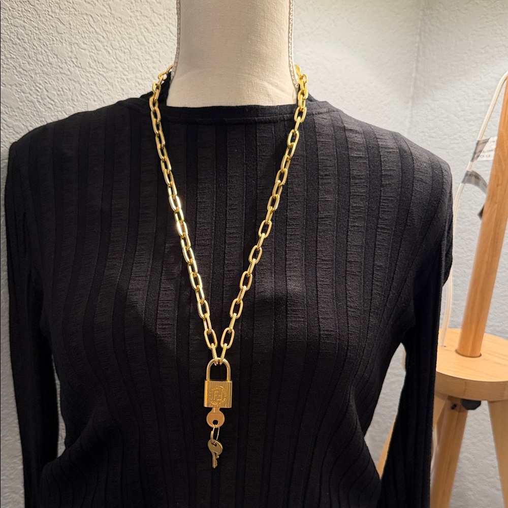Authentic Fendi Lock & Key Gold-Tone Padlock